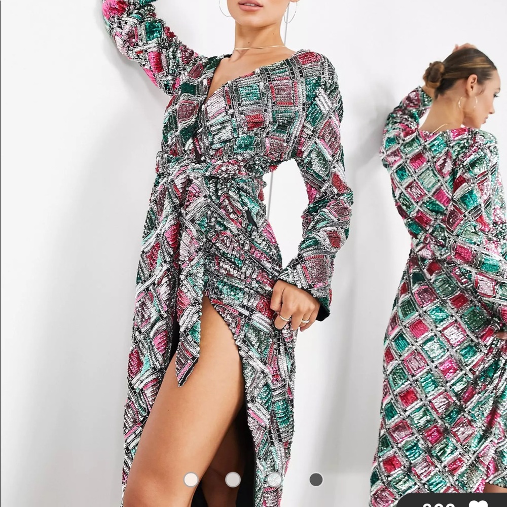 ASOS diamond belted mini dress in sequin